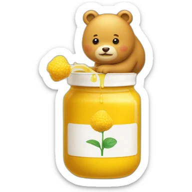 Ours jaune qui a un pot de miel sticker