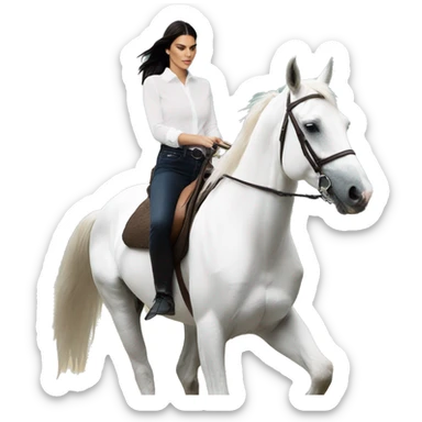 Kendall Jenner riding white horse sticker