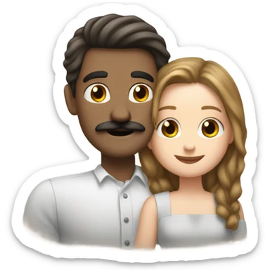 Muller hair dark mustache hugs white girl with brown hair sticker