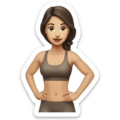 pretty brunette girl in gym with beige pilate set sticker