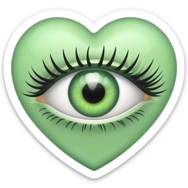 Eye with eyelashes inside light green heart sticker