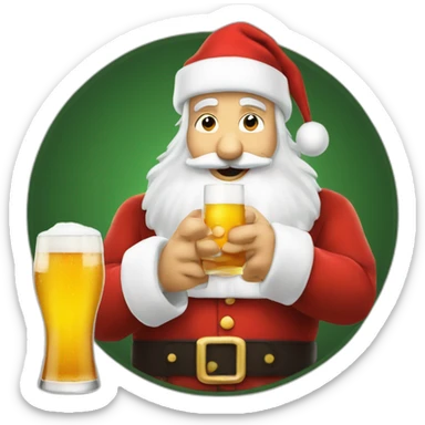 Père Noël qui offre un verre de bière sticker