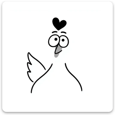 A goofy chicken with big eyes and a surprised expression sticker