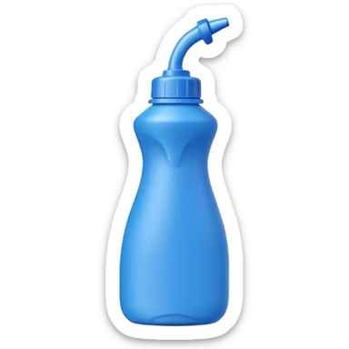 angled plastic squeeze bottle with curved neck and pointed nozzle for toilet rims, opaque or slightly translucent, bold colors blue, green, red, firm ergonomic shape, no label, brush, or toilet, apple emoji style, soft lighting, subtle shadows, transparent background, emoji scale sticker