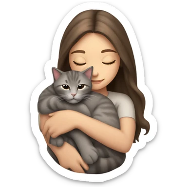 Brown gray kitty sleeping on brunette white girl's lap sticker
