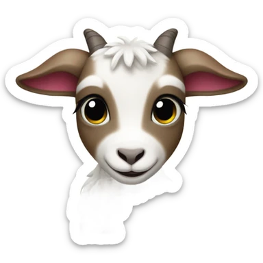 Baby goat, wearing diaper sticker