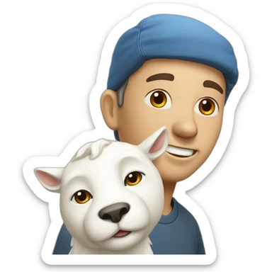 Un homme sur une chèvre qui est elle même sur un chat sticker