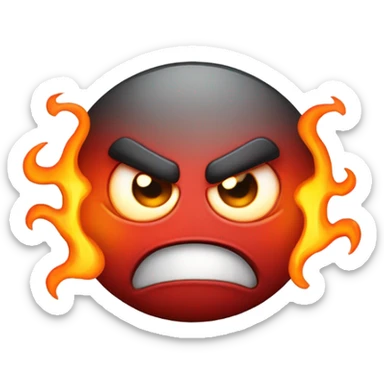 very angry emoji burning in flames sticker