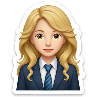 long wavy haired woman with tie and blazer sticker