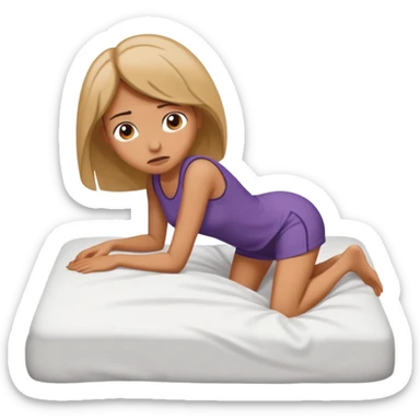 Woman crawling to bed sticker