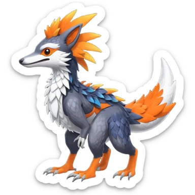 Colorful Fruity Neon Warm-colored Tropical Exotic Vernid-Sergal-Trico-Silvally-Nargacuga-fusion-hybrid-animal-creature, full body sticker
