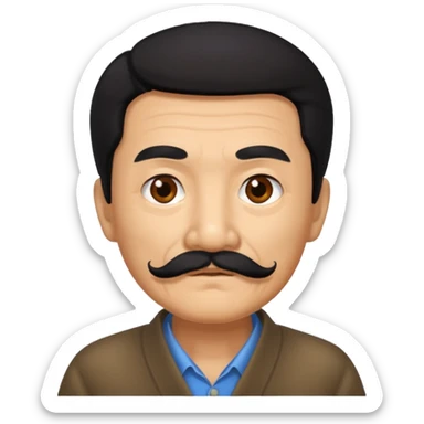 Old Chinese man with full mustache sticker