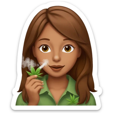Girl happy smelling marijuana  sticker