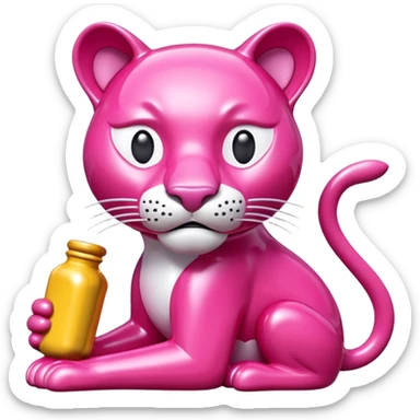 jeff koons style pink panther SPAM sculpture  sticker
