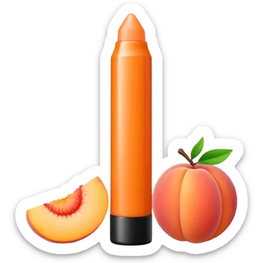 Peach-flavored, tubular lip balm sticker