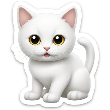 White cute cat white sticker