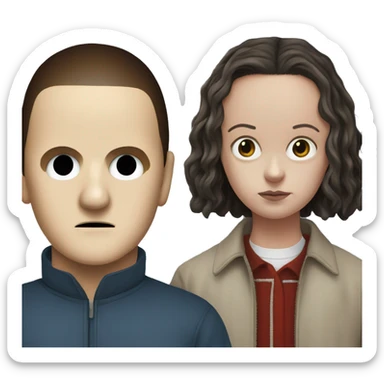 michael myers and eleven from stranger things sticker