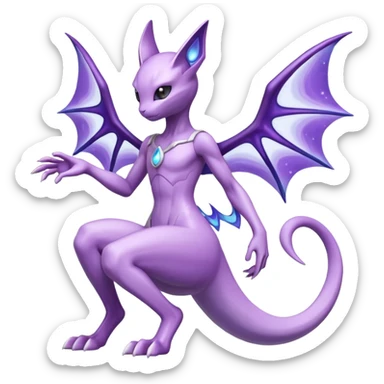 Mewtwo-Lunala-Fakémon-hybrid-creature (full body)  sticker