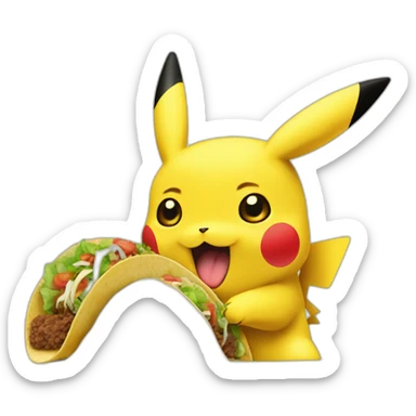 Pikachu qui mange un tacos sticker