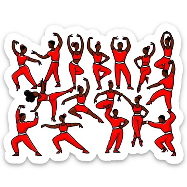 Dancer, women and men wearing red sticker