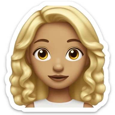 Cute Girl with gold earrings, blonde Hair, side Part and brown eyes sticker