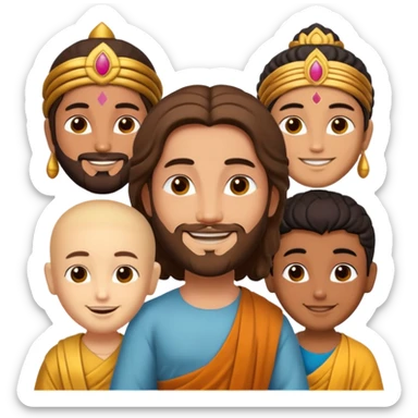 create an emoji of Jesus Budha and Krishna together sticker
