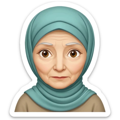 old woman with hijab neutral face white sticker
