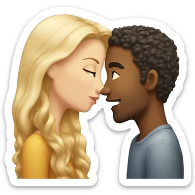 A girl with light skin and light hair kisses a guy with light skin and light hair sticker