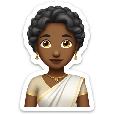 Brown girl wearing white saree sticker