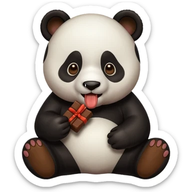 Panda eating Chocolate poo poo pee pee sticker