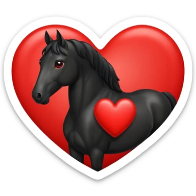 Black Horse centered within a red heart emoji sticker