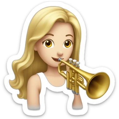 A white girl playing white trumpet sticker