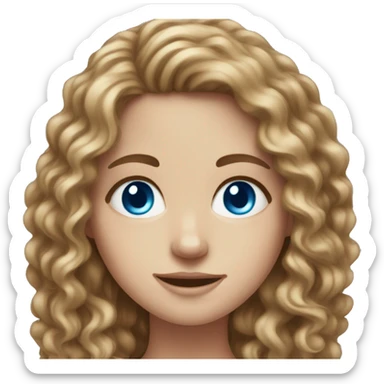 white girl with blue eyes and long curly brown hair  sticker