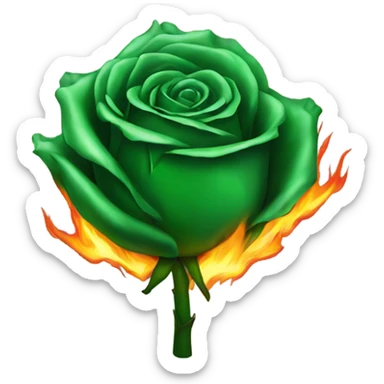 Burning green rose sticker