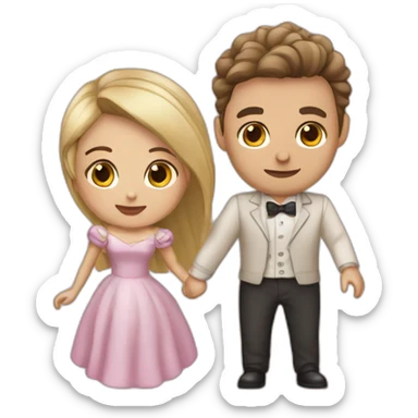 Novios vesandose iniciales L y C sticker