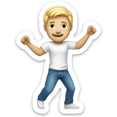 Dancing guy with white t shirt and blue jeans, white sKin and blonde hair sticker