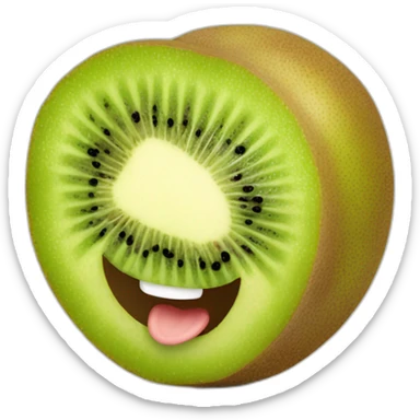 kiwi fruit with a cute smile sticker