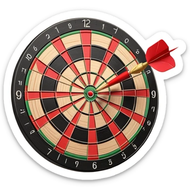 dartboard with a dart hitting bullseye sticker