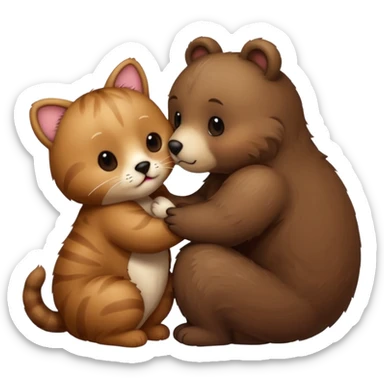 Bär küsst Katze sticker