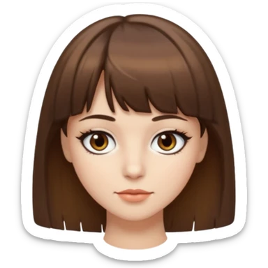 Açık tenli kısa orta saçlı kahküllü açık kahve göz kahverengi kaş siyah saç sticker