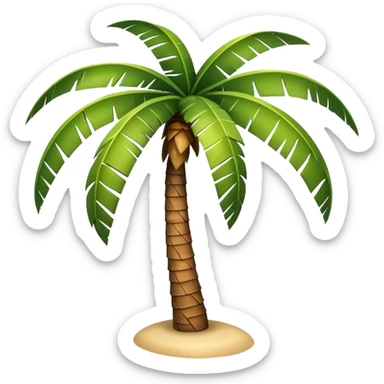 generate realistic detailed palm tree in 3d style sticker