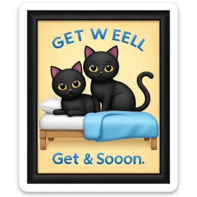 get well soon with black cats and Badsey sign sticker