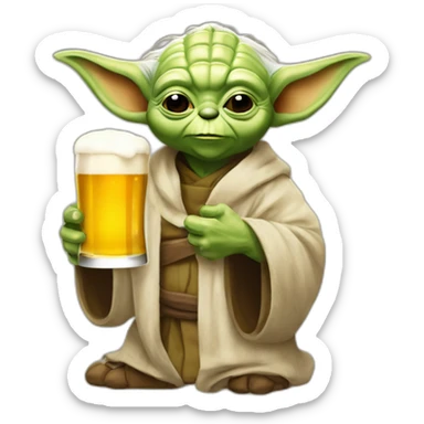 Yoda buvant une biere sticker