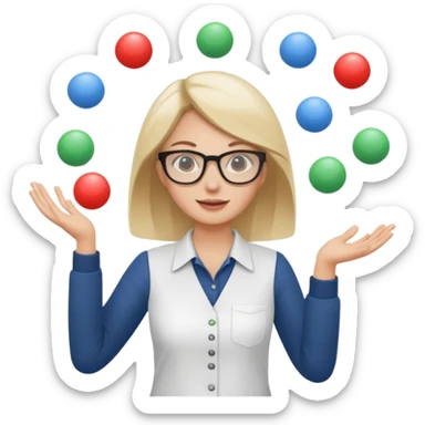 female digital marketer juggling all the responsibilities at bookeasy sticker