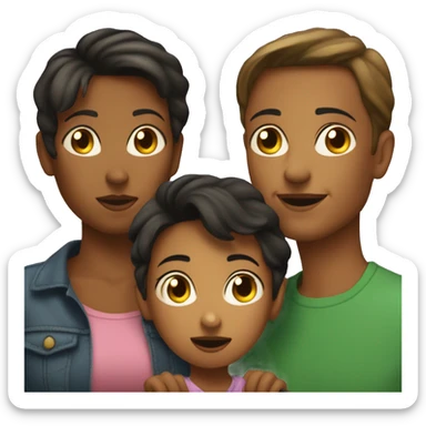 Femme and butch lesbian with 2 gay boy kids and an aloof older daughter sticker