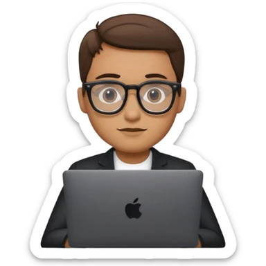 A marketer with a black macbook sticker