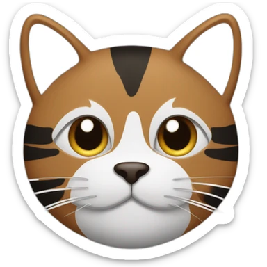 Brown cat with black stripes and white mustache and the contour of the white mouth with a brush sticker
