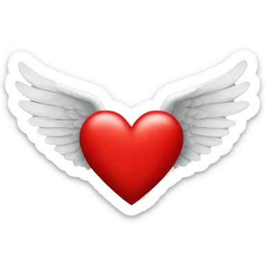 Wings around red heart sticker