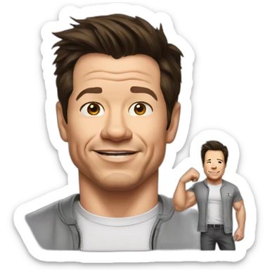 mark wahlberg cartoon wearing tee sticker