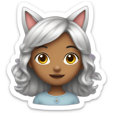 Cute little girl with cat ears sticker